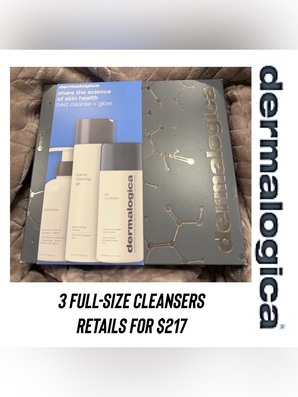 NIB | Dermalogica | Cleanse + Glow | Best Sellers Full-Size Cleansing 3 Pc Set